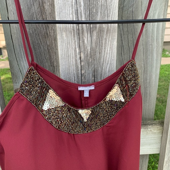 Wine and gold sequin blouse - Picture 2 of 5